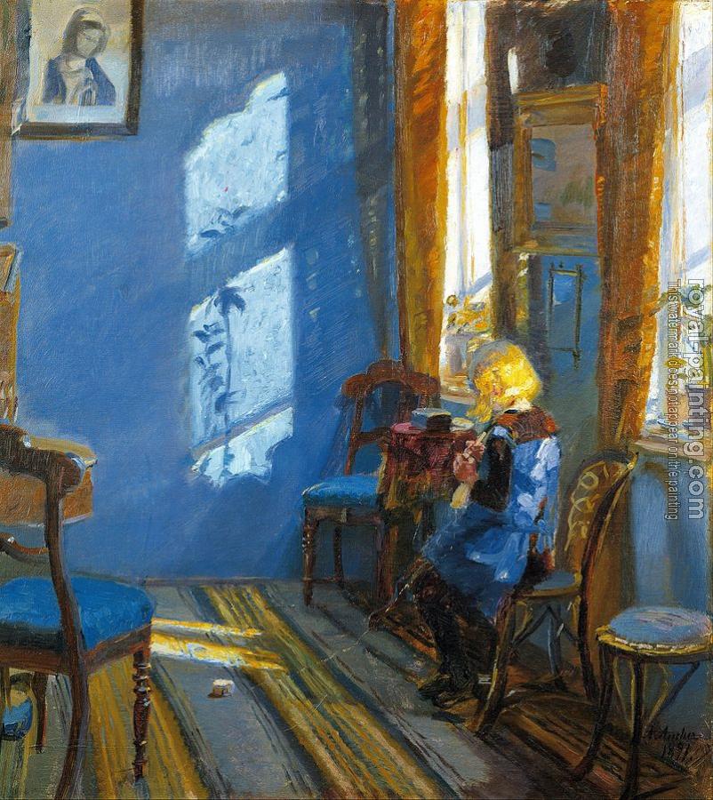 Anna Ancher : Sunlight in the blue room Anna Ancher : Sunlight in the blue room